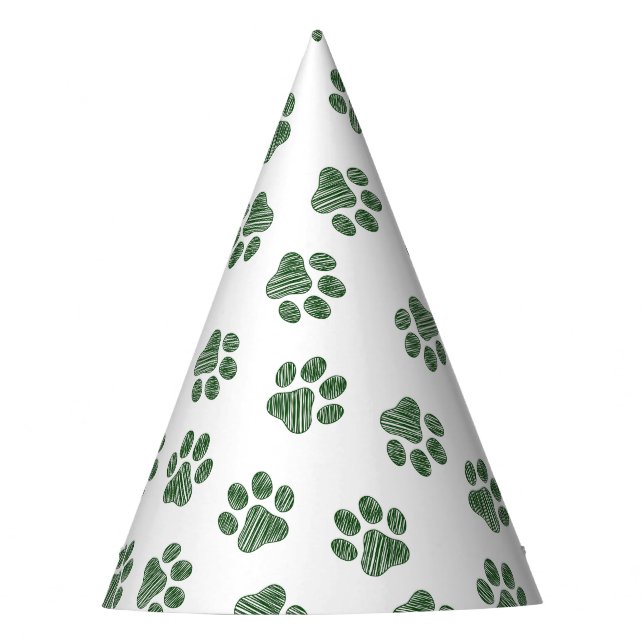 Doodle Paws, Dog Paws, Green Paws Party Hat (Front)