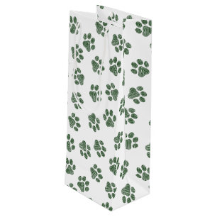 Doodle Paws, Dog Paws, Green Paws Wine Gift Bag