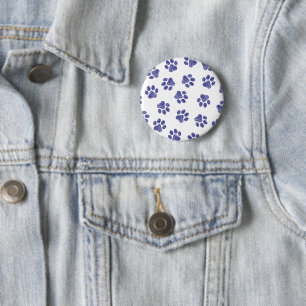 Doodle Paws, Dog Paws, Navy Blue Paws 6 Cm Round Badge