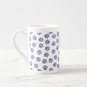 Doodle Paws, Dog Paws, Navy Blue Paws Bone China Mug