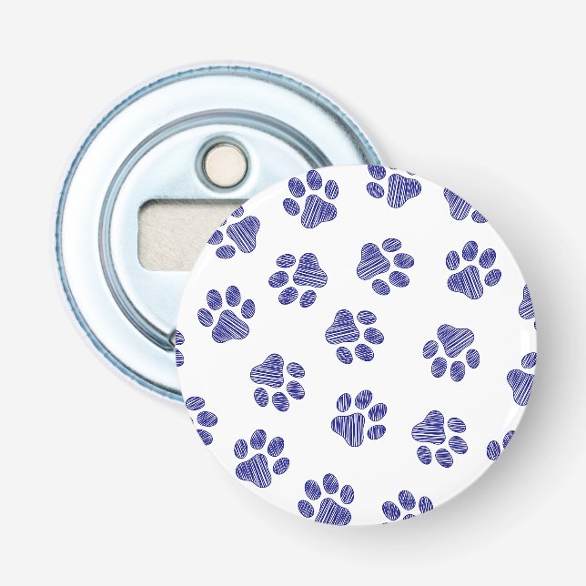 Doodle Paws, Dog Paws, Navy Blue Paws Bottle Opener (Front)