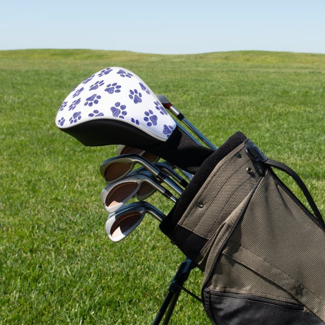 Doodle Paws, Dog Paws, Navy Blue Paws Golf Head Cover (In Situ)