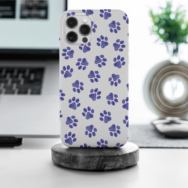 Doodle Paws, Dog Paws, Navy Blue Paws iPhone Case (Creator Uploaded)