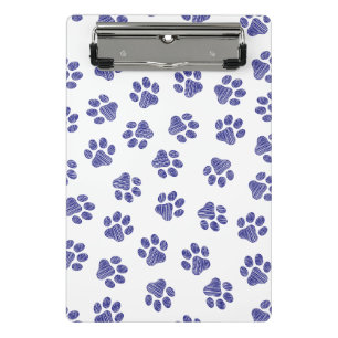 Doodle Paws, Dog Paws, Navy Blue Paws Mini Clipboard