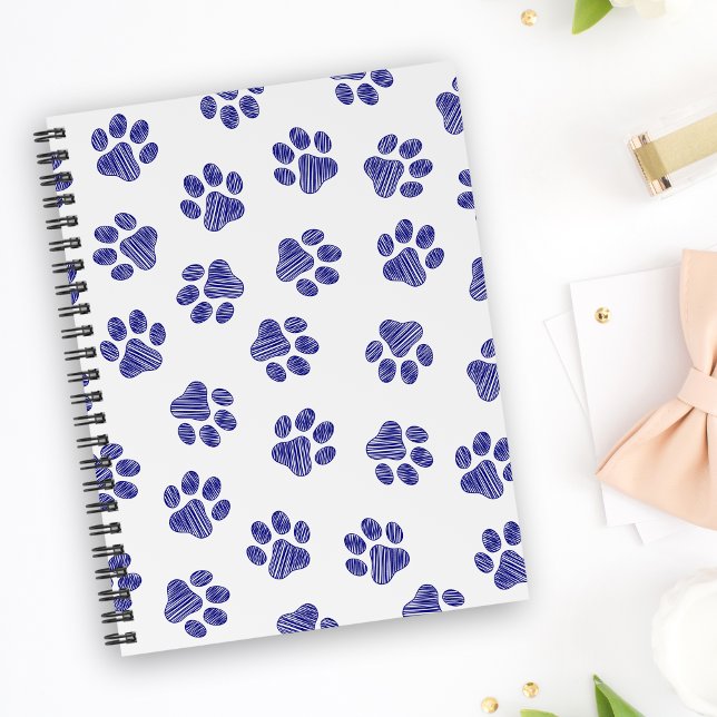 Doodle Paws, Dog Paws, Navy Blue Paws Notebook (Creator Uploaded)