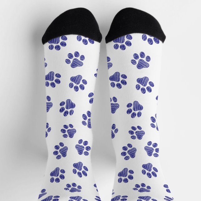 Doodle Paws, Dog Paws, Navy Blue Paws Socks (Top)