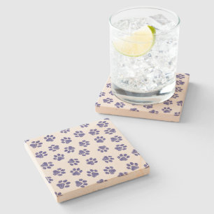 Doodle Paws, Dog Paws, Navy Blue Paws Stone Coaster