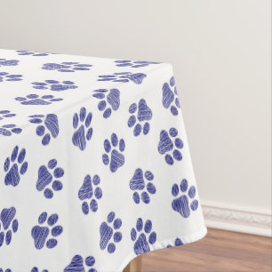 Doodle Paws, Dog Paws, Navy Blue Paws Tablecloth