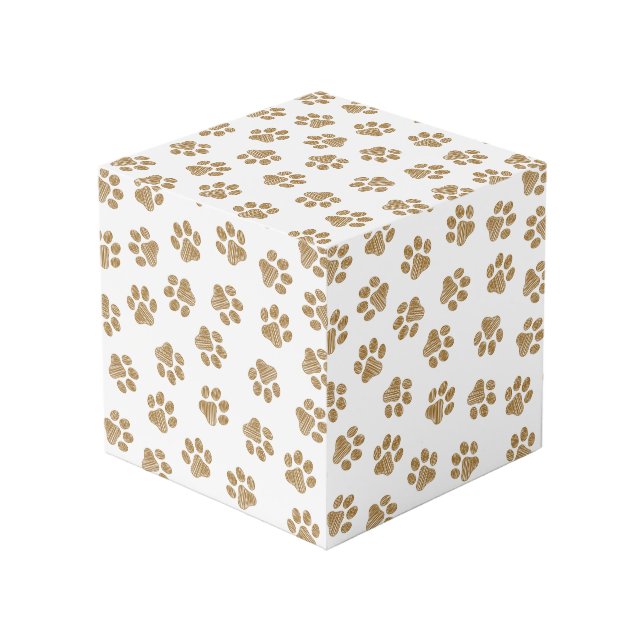 Doodle Paws, Dog Paws, Orange Gold Paws Cube (Front Angled)