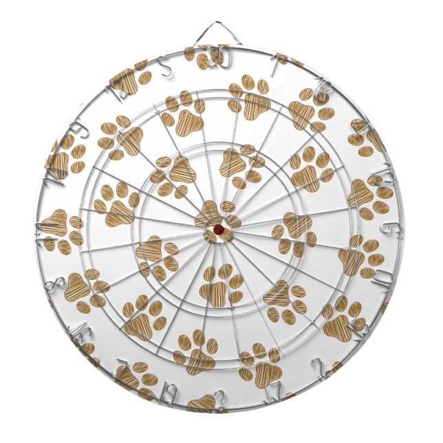 Doodle Paws, Dog Paws, Orange Gold Paws Dartboard (Front)