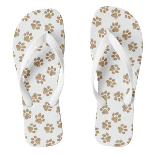 Doodle Paws, Dog Paws, Orange Gold Paws Flip Flops