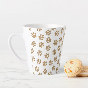 Doodle Paws, Dog Paws, Orange Gold Paws Latte Mug