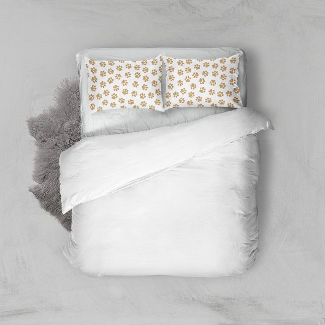 Doodle Paws, Dog Paws, Orange Gold Paws Pillowcase (Creator Uploaded)