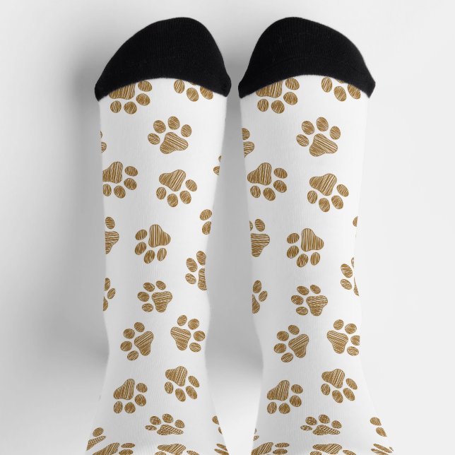 Doodle Paws, Dog Paws, Orange Gold Paws Socks (Top)
