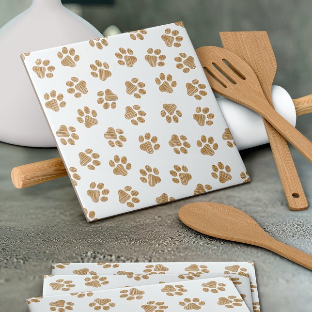 Doodle Paws, Dog Paws, Orange Gold Paws Tile (Creator Uploaded)