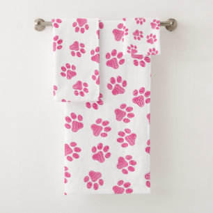 Doodle Paws, Dog Paws, Pink Paws Bath Towel Set