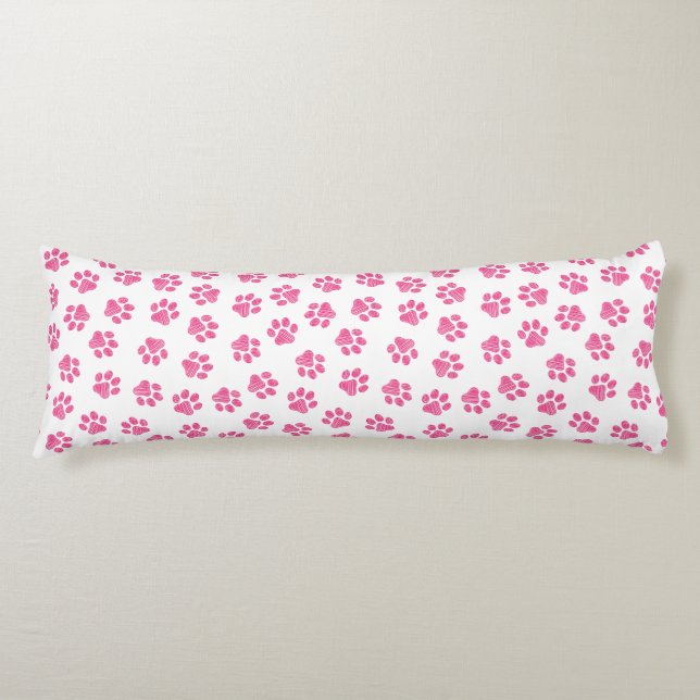 Doodle Paws, Dog Paws, Pink Paws Body Cushion (Front)