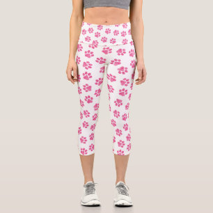 Doodle Paws, Dog Paws, Pink Paws Capri Leggings