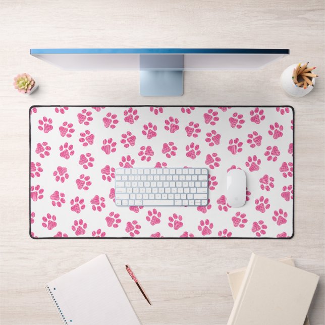 Doodle Paws, Dog Paws, Pink Paws Desk Mat (Office 1)