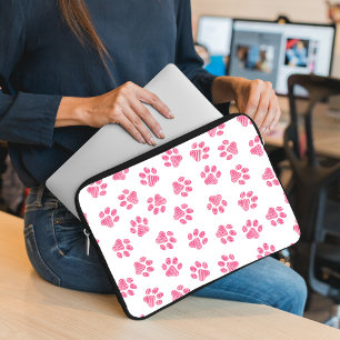 Doodle Paws, Dog Paws, Pink Paws Laptop Sleeve