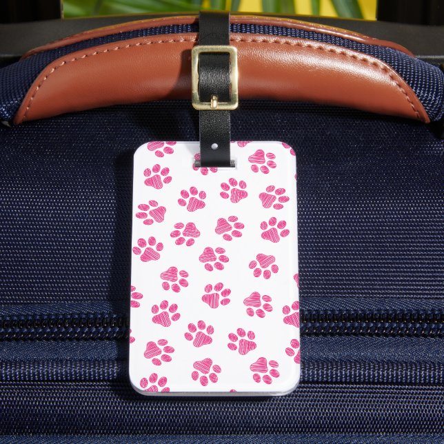 Doodle Paws, Dog Paws, Pink Paws Luggage Tag (Front Insitu 2)