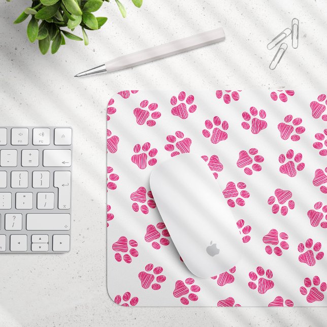 Doodle Paws, Dog Paws, Pink Paws Mouse Mat (Creator Uploaded)