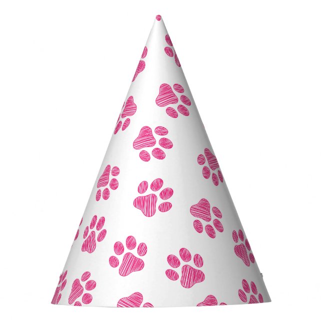 Doodle Paws, Dog Paws, Pink Paws Party Hat (Front)
