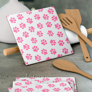 Doodle Paws, Dog Paws, Pink Paws Tile
