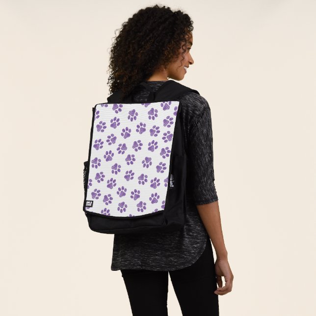 Doodle Paws, Dog Paws, Purple Paws Backpack (Worn)