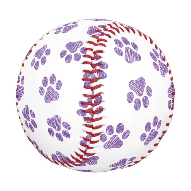 Doodle Paws, Dog Paws, Purple Paws Baseball (Angled)