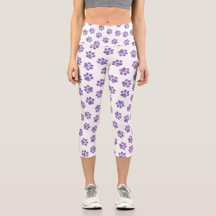 Doodle Paws, Dog Paws, Purple Paws Capri Leggings