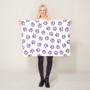 Doodle Paws, Dog Paws, Purple Paws Fleece Blanket