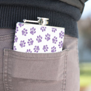Doodle Paws, Dog Paws, Purple Paws Hip Flask