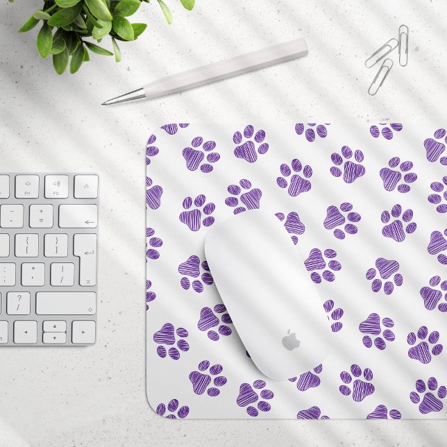 Doodle Paws, Dog Paws, Purple Paws Mouse Mat (Creator Uploaded)