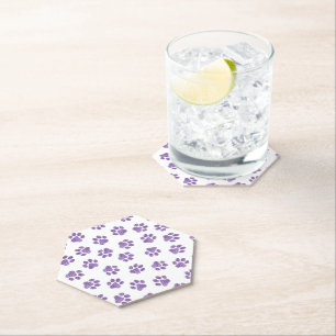 Doodle Paws, Dog Paws, Purple Paws Paper Coaster