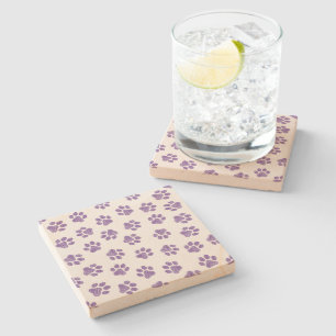Doodle Paws, Dog Paws, Purple Paws Stone Coaster