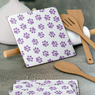 Doodle Paws, Dog Paws, Purple Paws Tile