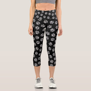 Doodle Paws, Dog Paws, White Paws Capri Leggings