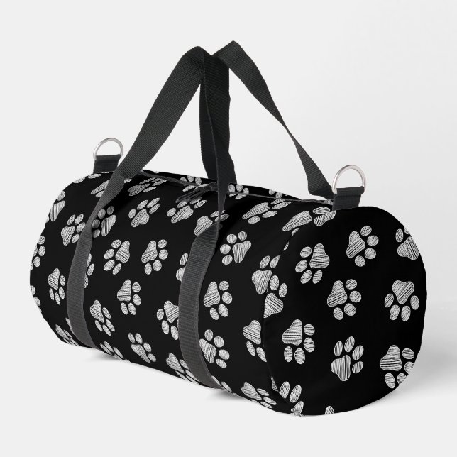 Doodle Paws, Dog Paws, White Paws Duffle Bag (Left Corner)