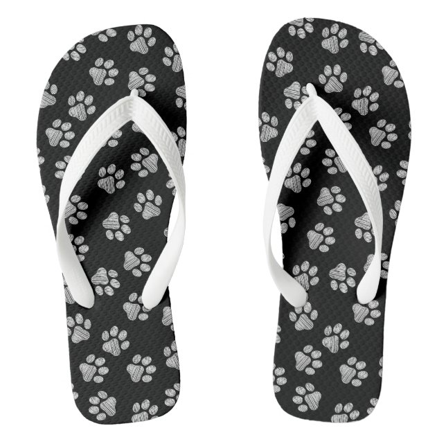 Doodle Paws, Dog Paws, White Paws Flip Flops (Footbed)