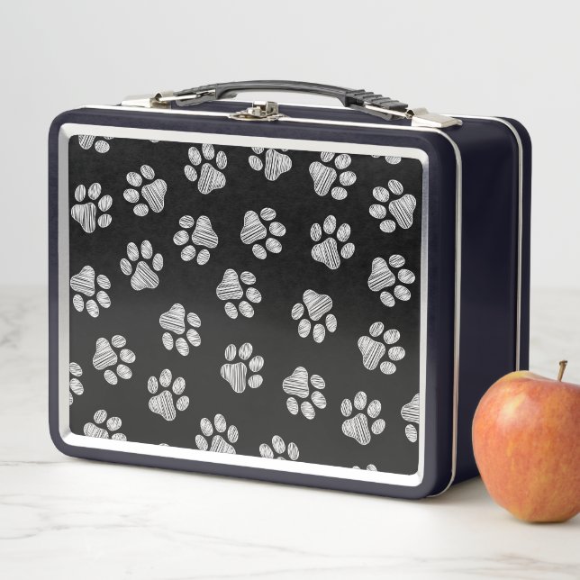Doodle Paws, Dog Paws, White Paws Metal Lunch Box (In Situ)