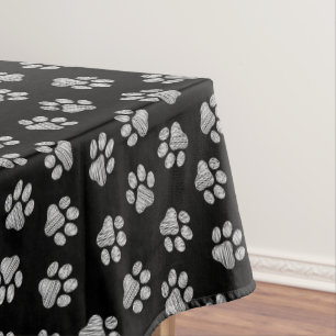 Doodle Paws, Dog Paws, White Paws Tablecloth