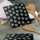 Doodle Paws, Dog Paws, White Paws Tile<br><div class="desc">Cute,  fun and adorable pattern with doodle paws in white colour on black background. Modern and trendy gift,  perfect for the dog lover in your life.</div>