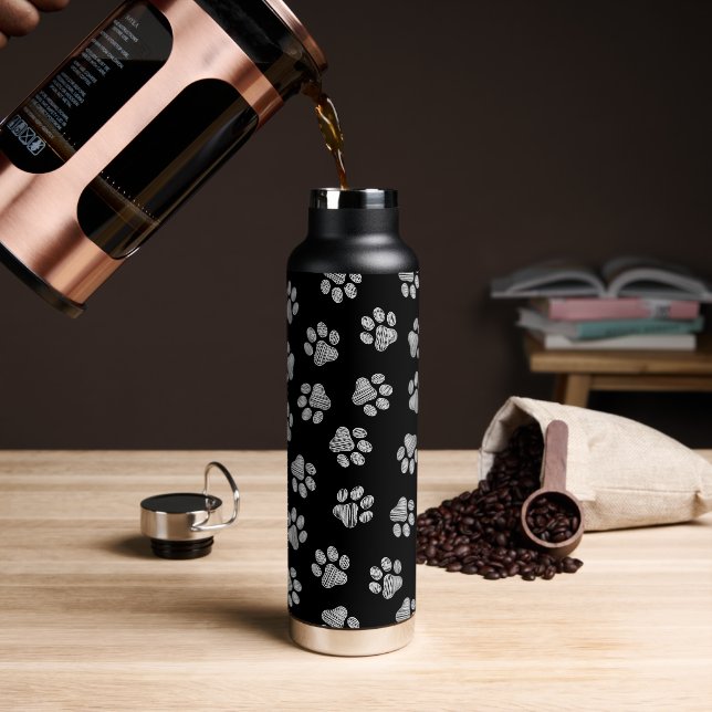 Doodle Paws, Dog Paws, White Paws Water Bottle (Coffee)