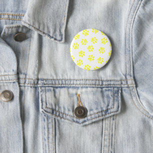 Doodle Paws, Dog Paws, Yellow Paws 6 Cm Round Badge