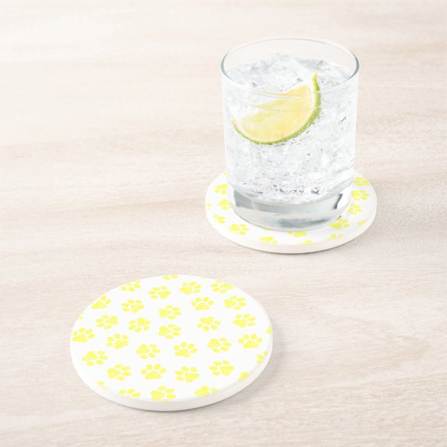 Doodle Paws, Dog Paws, Yellow Paws Coaster (Side)