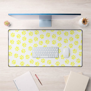 Doodle Paws, Dog Paws, Yellow Paws Desk Mat