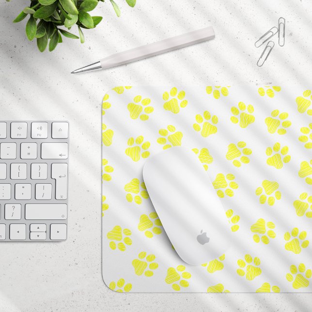 Doodle Paws, Dog Paws, Yellow Paws Mouse Mat (Creator Uploaded)