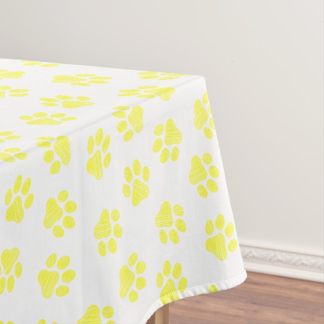 Doodle Paws, Dog Paws, Yellow Paws Tablecloth (In Situ)