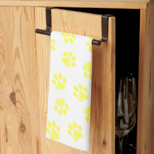 Doodle Paws, Dog Paws, Yellow Paws Tea Towel